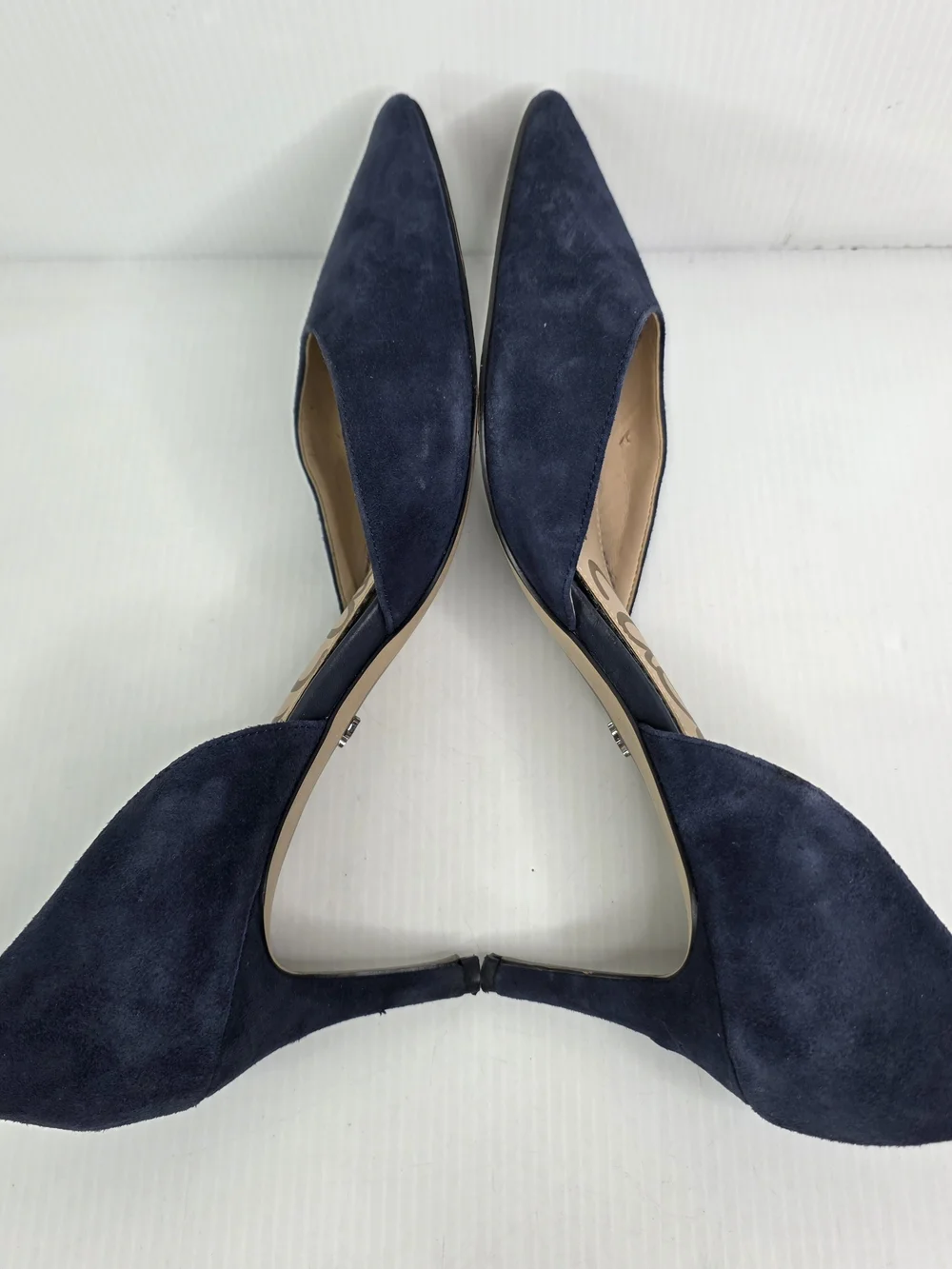 Classic Sam Edelman Navy Suede Pointed-Toe D'Orsay Pumps